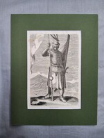 1856 Keve, Hun vezér egészalakos képe fegyverzetben , fametszeten paszpartuban