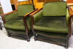 Antik neobiedermeier líra karfás polgári fotelek párban