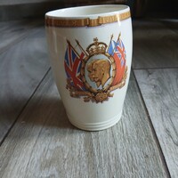Pompás régi brit koronázási porcelán emlékpohár (1935)