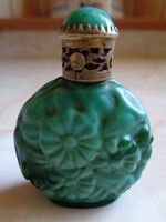 Malachit üveg parfümös üveg (illatszeres fiola), az 1920–1930-as évekből,