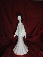 Aquincum porcelán figurális szobor, Hófehérke. fekete hajú. zöld vállkendő Vanneki!