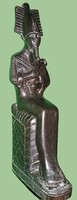 Antik Egyiptom kézzel faragott zsírkő ülő f0OZIRISZ ISTEN mini szobor 20 cm HIBÁTLAN
