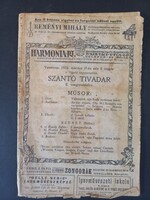 Harmonia hangversenyiroda 1922-es műsorfüzet töredék Szántó Tivadar zongoraest Vigadó Budapest 1922