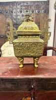 Míves réz buddhista füstölő tartó, keleti, kínai, ázsiai, japán