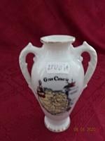 Spanyol porcelán, két füles emlék váza. Gran Canaria. Magassága 13 cm. Vanneki!
