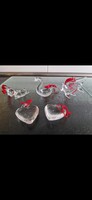 Hibátlan kristály üveg díszek, két szív, egy hattyú, egy hal és egy ugró cica méretük kb. 5cm