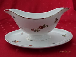 Gránit porcelán szószos tál alátéttel. Hossza 22 cm. Vanneki! Jókai.
