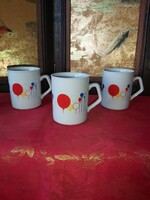 Zsolnay porcelán manófüles kakaósbögrék 3 db - Hibátlan