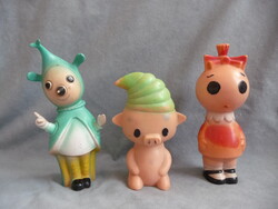 3 db retro játék gumi figura sípoló gumi játék Manócska Mazsola Böbe Baba a Futrinka utcából