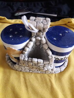Asztali kerámia/porcelán feliratos só bors tartó hibátlan 11x8 cm.