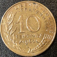 Franciaország 10 centime, 1962.