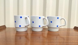 Ritka Kék Pöttyös Alföldi Porcelán Bögrék