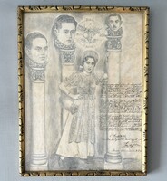 Ritka, egyedi családi emlékrajz népviselettel (Pocsaj, 1939) – Korabeli keretben