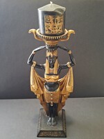 Egyiptomi szolgáló műgyanta szobor, gyertyatartó, 30cm