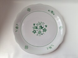 Zsolnay Sinkó zöld madaras kínálótál, pecsenyés, köretes,  30 cm