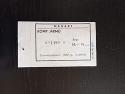 D210720  MAHART  jegy - KOMP jármű TIHANYRÉV  - 16 Ft - 1972