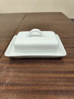 Fehér Herendi porcelán vajtartó, dzsem tartó, kínáló