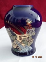 Japán porcelán váza, kobalt kék, magassága 7,5 cm. Vanneki!