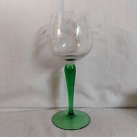 Retro zöld szárú rajnai boros kehely / borospohár növénymintával (18,5 cm)
