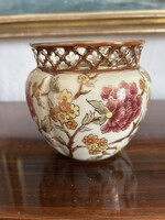 Zsolnay áttört szélű porcelán kaspó