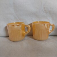 Vintage Fire-King (Anchor Hocking) lüszteres barack színű opálüveg kávéscsésze pár – 5,5 cm