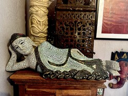 Fekvo fa buddha szobor 55cm