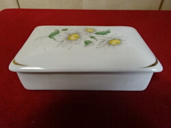 Hollóházi porcelán, margaréta mintás asztalközép, hossza 13,5 cm. Jókai