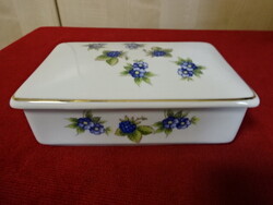 Hollóházi porcelán, szeder mintás asztalközép, hossza 13,5 cm. Jókai