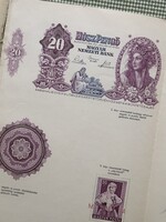 Magyar Grafika 1958-as kiadása - Benne egy metszetmélynyomású színpróba 1941-es 20 Pengő