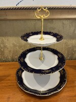 GYÖNYÖRŰ, ZSOLNAY PORCELÁN POMPADOUR, EMELETES KÍNÁLÓ