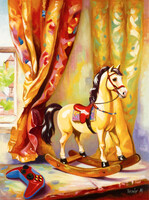 Speeeed hintaló kontroller - Speeeed ﻿﻿rocking horse controller - olajfestnény papíron 40x30cm