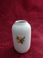 Hollóházi porcelán mini váza, sárga virágos, magassága 5,5 cm. Vanneki! Jókai!