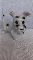 Foltos fekete-fehér fickó kutya, kézi festésű, hibátlan, 10 x 15 x 9,5 cm