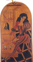 2B367 Retro bőrkép bőrdíszmű falikép falidísz 27 x 14.5 cm