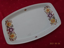 Alföldi porcelán, lila és sárga virágos, szögletes húsos tál. 38.5x23.5x3 cm Vanneki!