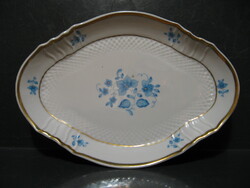 Retro hollóházi porcelán tálca ritkaság kék színű Erika virággal