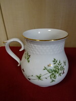 Hollóházi porcelán hasas bögre, Erika mintás, magassága 11,5 cm. Jókai