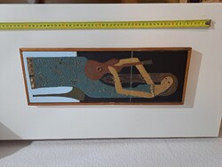 Bolbáné Szeles Magda - retro kerámia iparművész csempekép - Gitározó nő