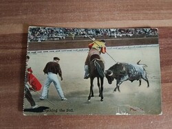 Antik spanyol képeslap,Matador, bikaviadal, kb 1910-30 év közötti