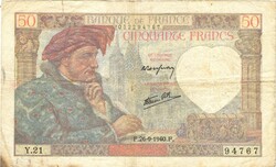50 frank francs 1940.09.26. Franciaország 2.