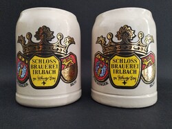 Retro német kerámia söröskorsó pár (Schloss Brauerei Irlbach) – Kifogástalan!