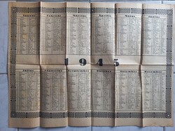 1945-ös falinaptár – névnapokkal, katolikus és protestáns naptárral – eredeti