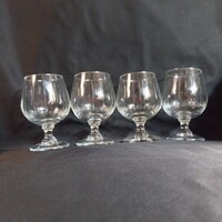 Retro csiszolt üveg konyakos / likőrös pohár készlet (4 db, 11x7 cm)