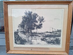 Hortobágy rézkarc Gy.Molnár István