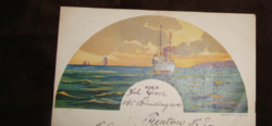 1915. J. Grosz kivándorlás litho Németság Riz Fiume reklám a verzón
