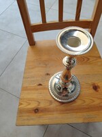 Elegáns, díszes vintage gyertyatartó – krómozott/fényes fém, 30 cm