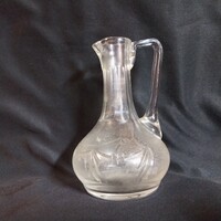 Retro glass decanter, patterned wine / vinegar pourer with handle (10.5x7 cm)