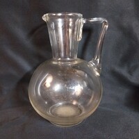 Retro round glass jug, round water/wine pourer (14x10 cm)