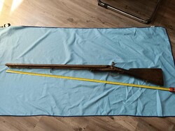 Ritka 1830-40 körüli csappantyús duplacsövű puska az eredeti ritka fa töltővesszőjével