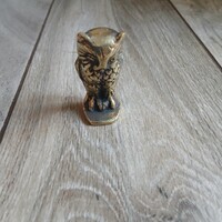 Régi tömör réz bagoly szobor (5,8x2,9x3 cm)
